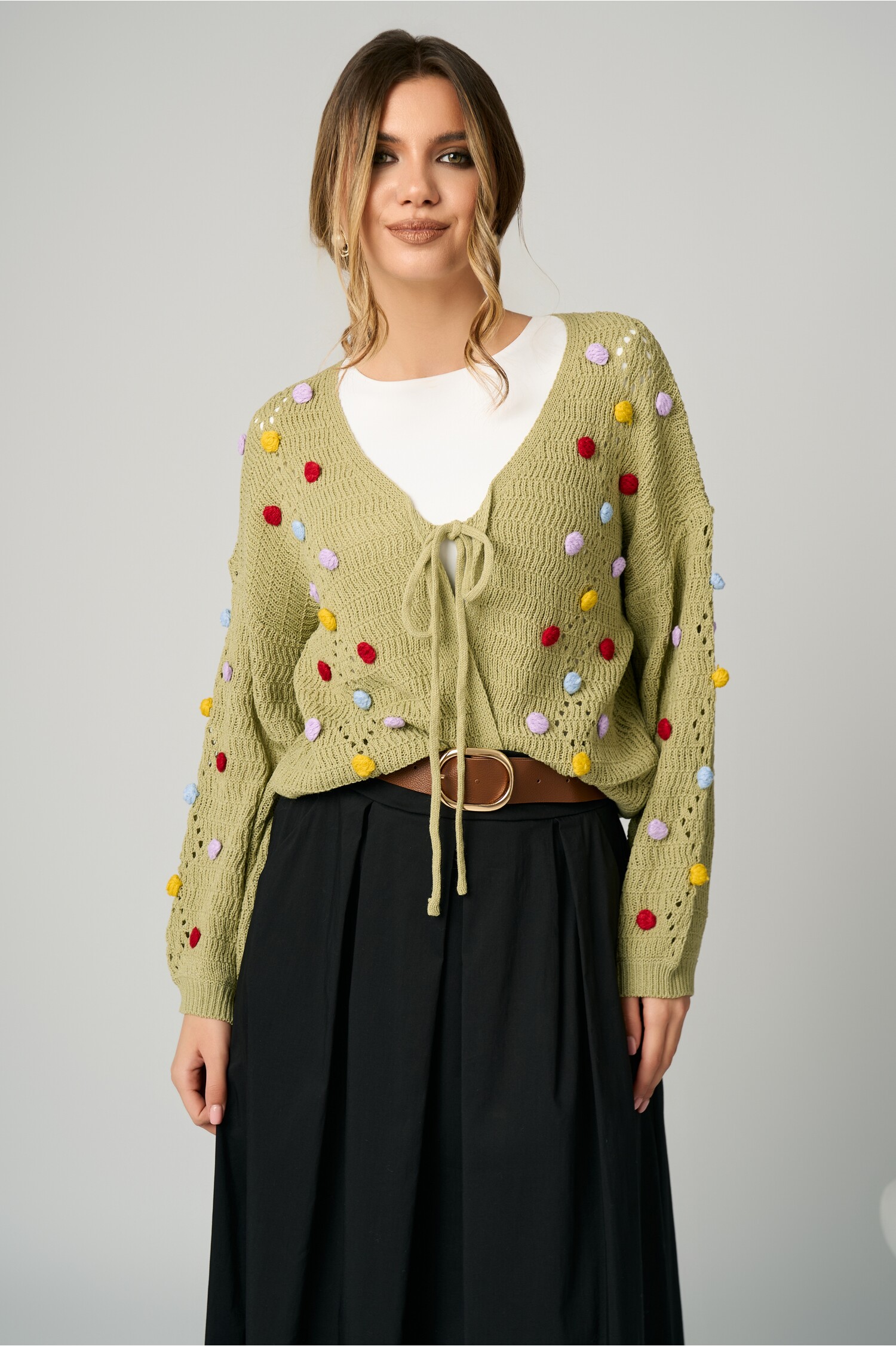 cardigan-casual-din-tricot-verde-cu-ciucuri-colorati-1355630-1098305-4