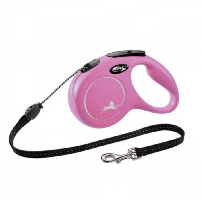 lesa-pentru-caini-new-classic-snur-flexi-retractabil-pana-la-20-kg-m-5-metri-roz-781797