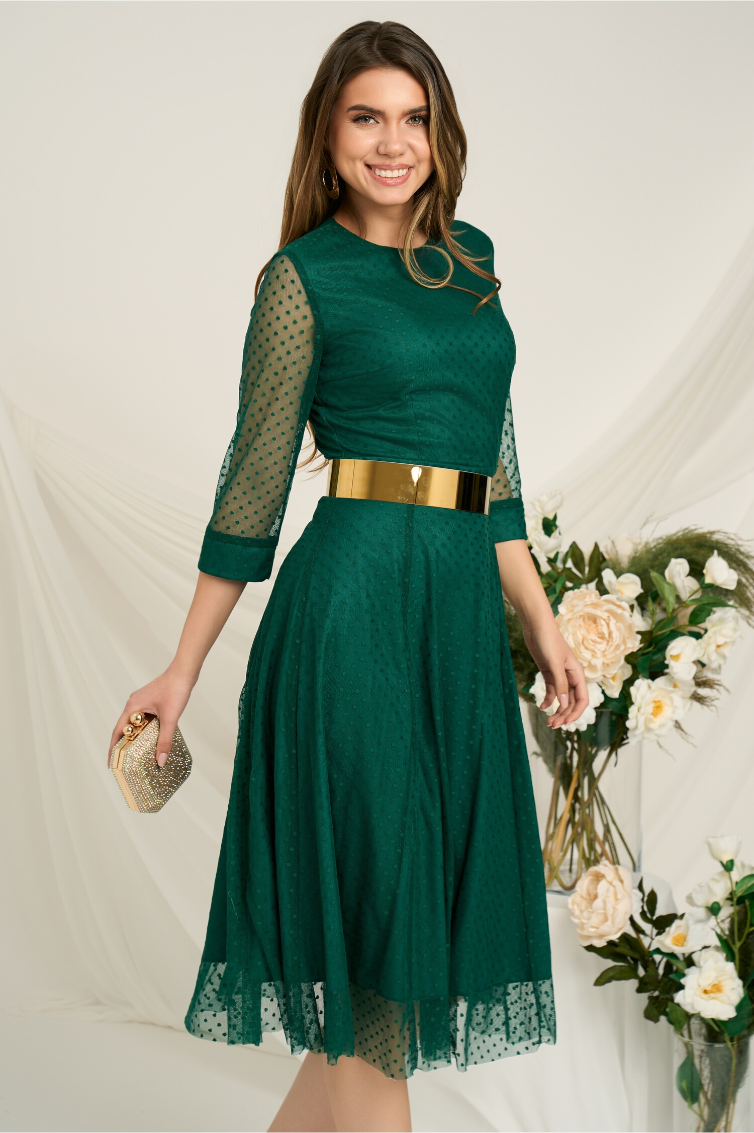 rochie-dy-fashion-eleganta-din-tull-cu-buline-catifelate-verde-1362575-1101407-4