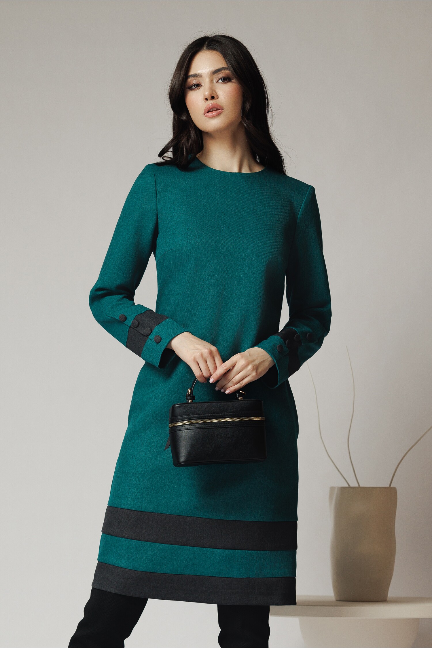 rochie-dy-fashion-office-din-stofa-verde-cu-benzi-negre-1353782-1096538-4