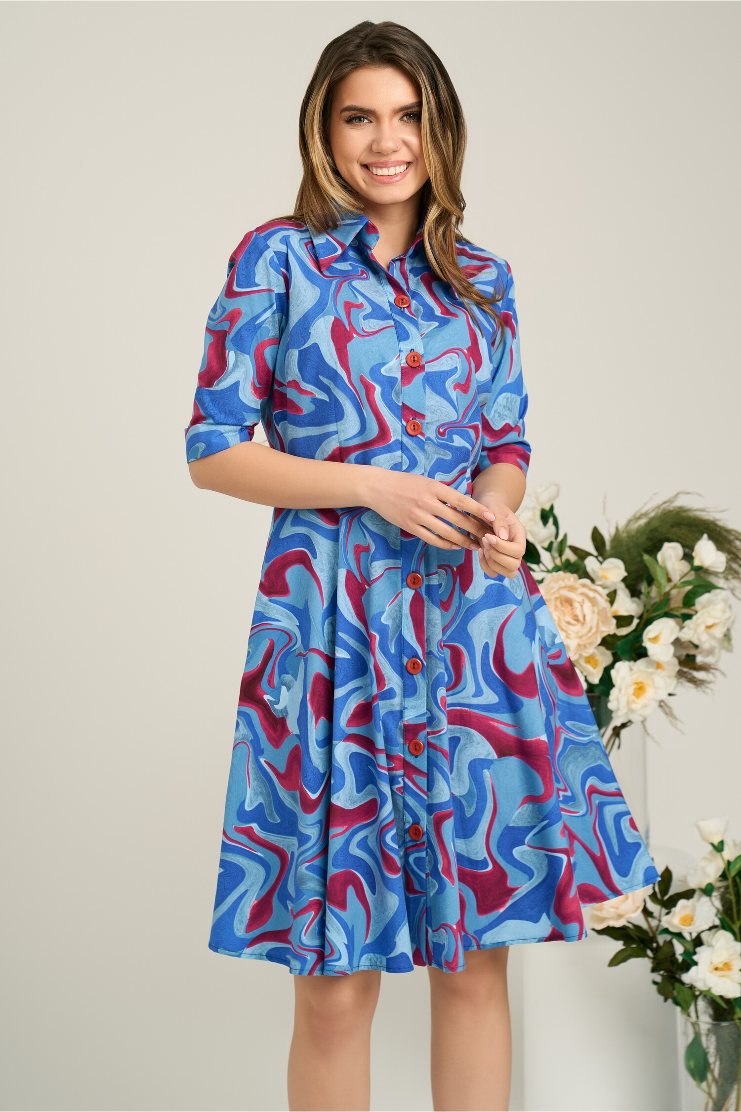rochie-office-albastra-cu-imprimeuri-magenta-si-nasturi-129514-1102190-4