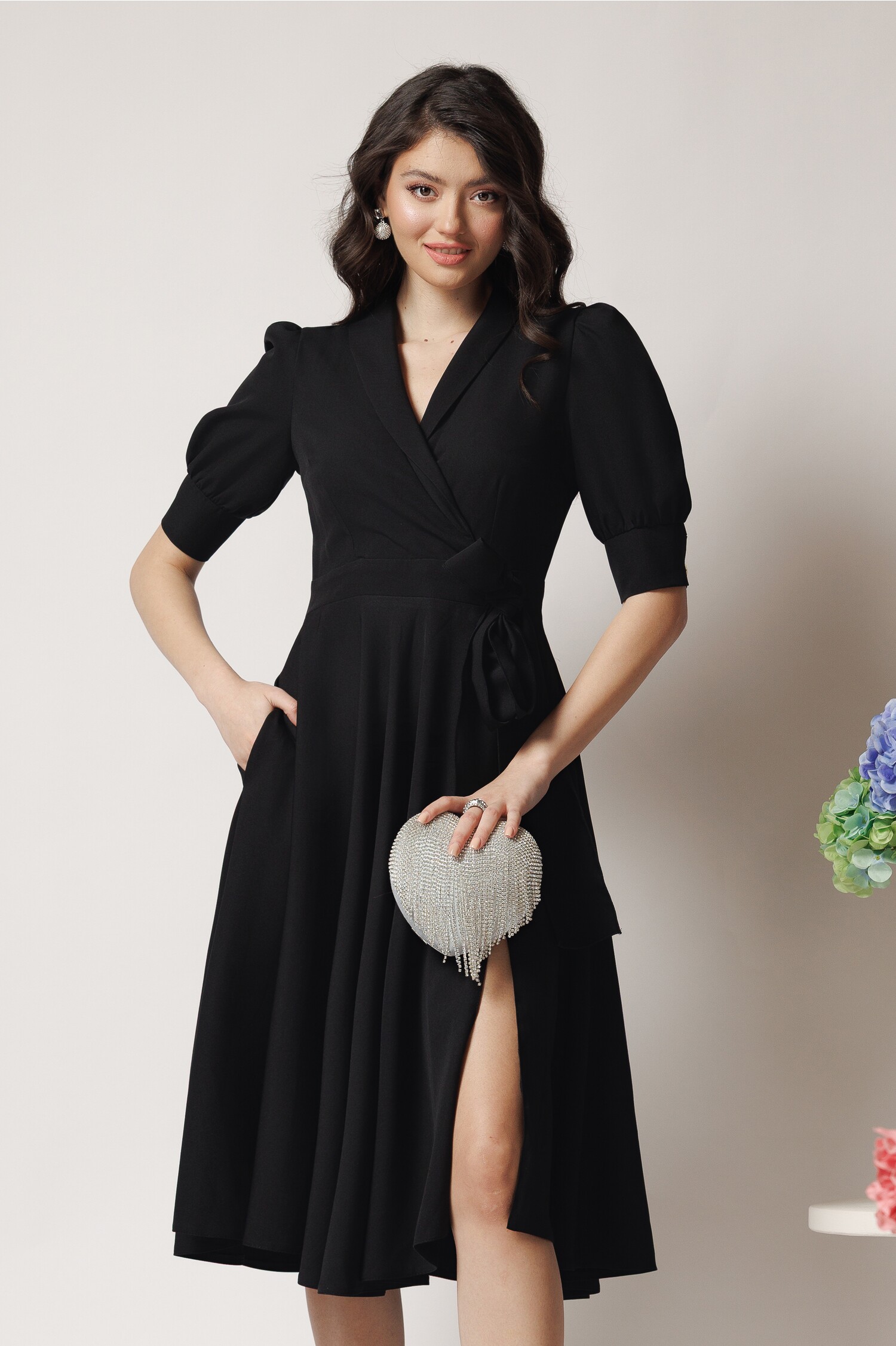 rochie-office-din-stofa-neagra-cu-funda-in-talie-1364090-1104533-4