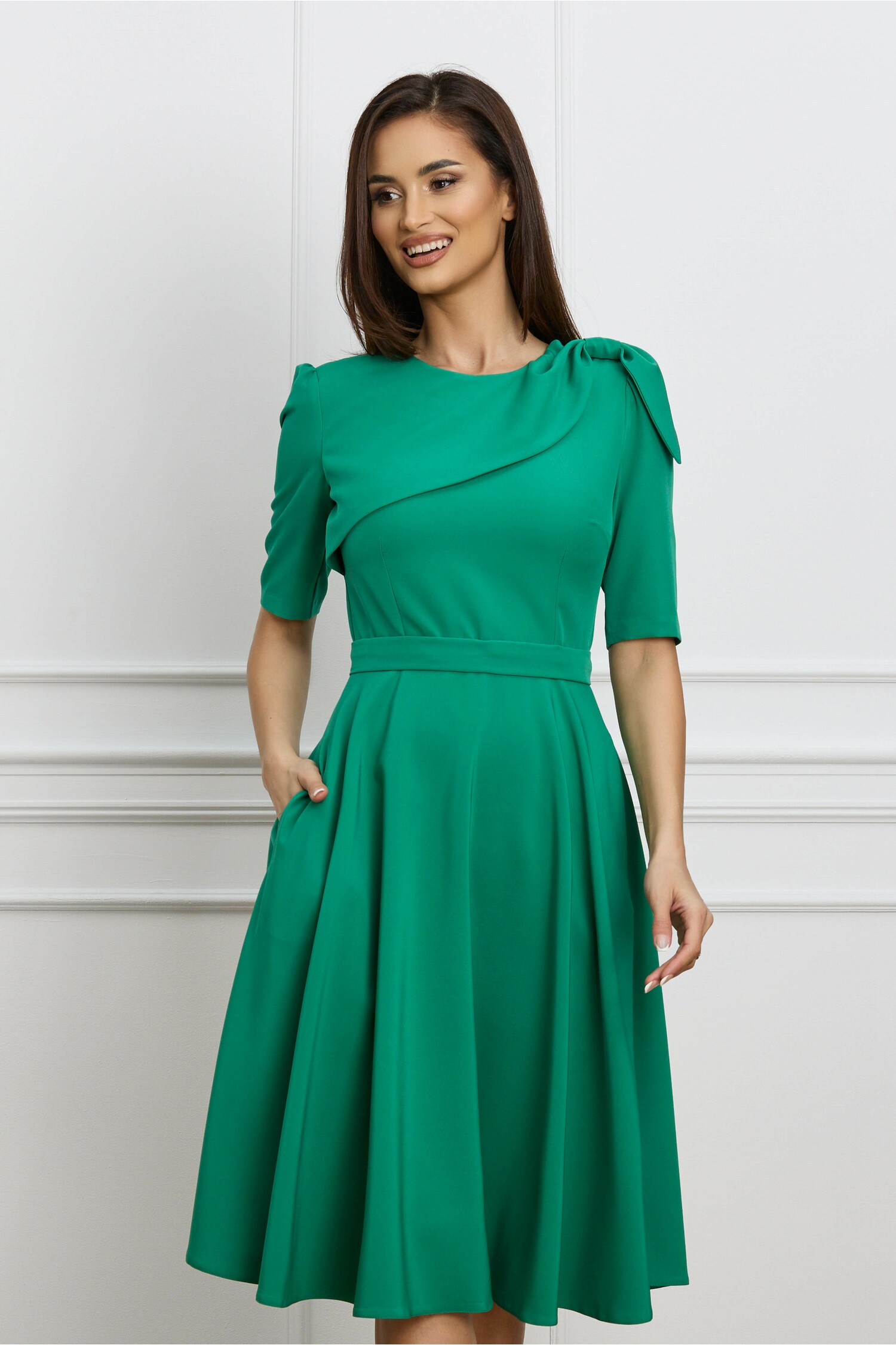 rochie-office-din-stofa-verde-cu-funda-pe-umar-1359629-1099433-4