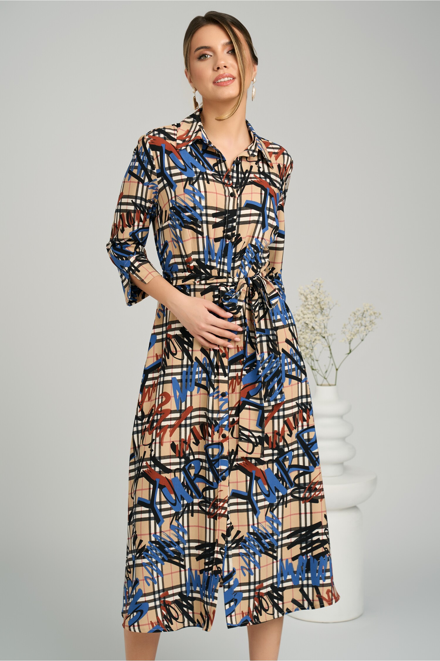 rochie-office-din-viscoza-bej-cu-imprimeu-albastra-si-cordon-in-talie-1366889-1103963-4