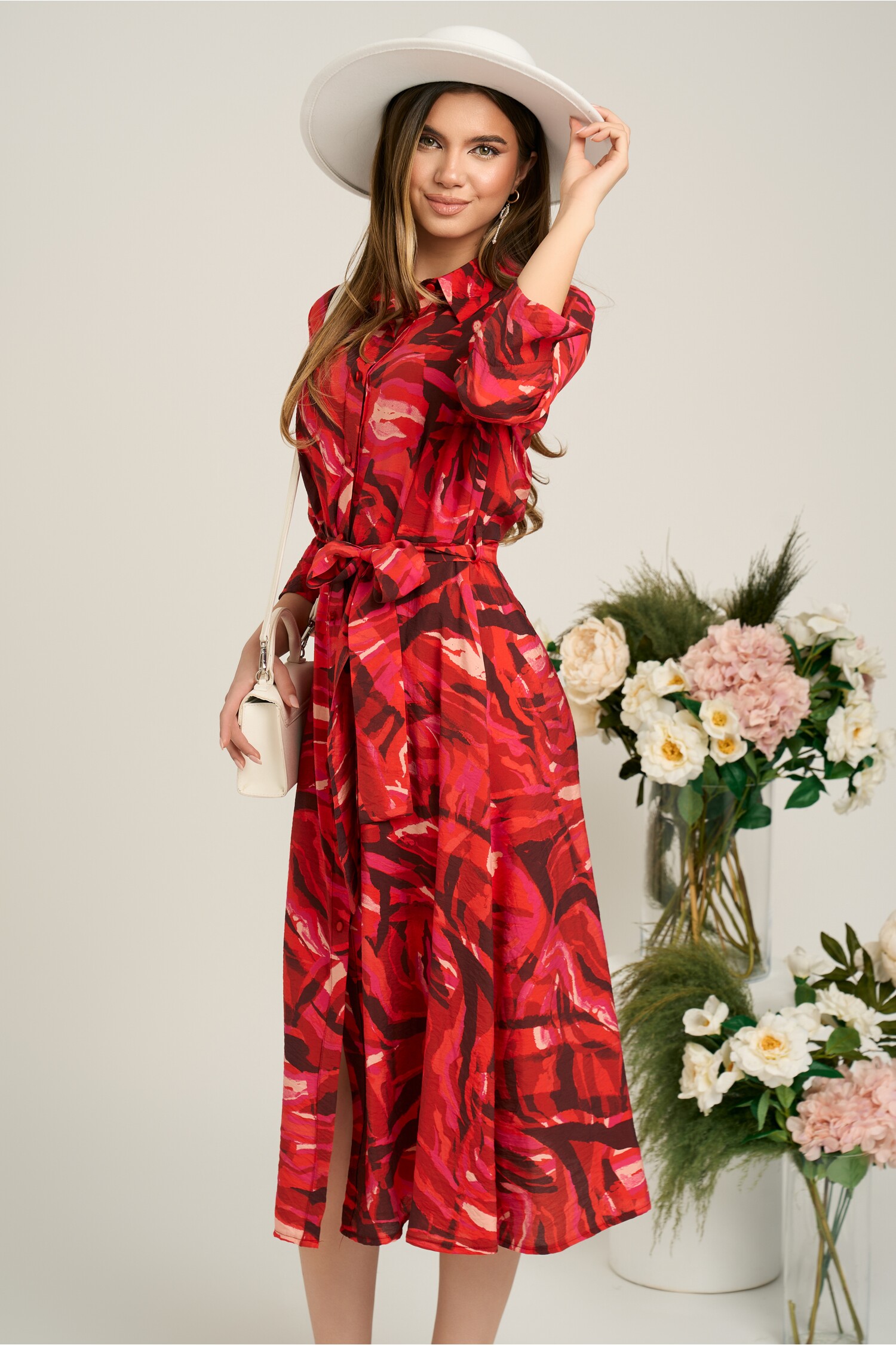 rochie-office-din-viscoza-corai-cu-imprimeu-si-cordon-in-talie-1367087-1105514-4