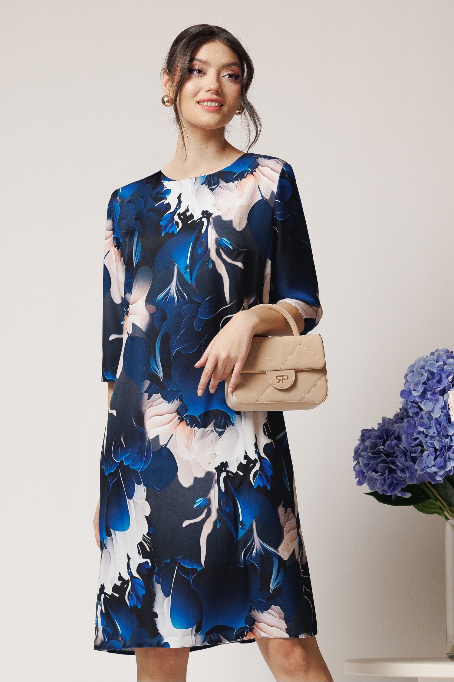 rochie-office-din-voal-satinat-bleumarin-cu-imprimeuri-bej-1341146-1101275-4