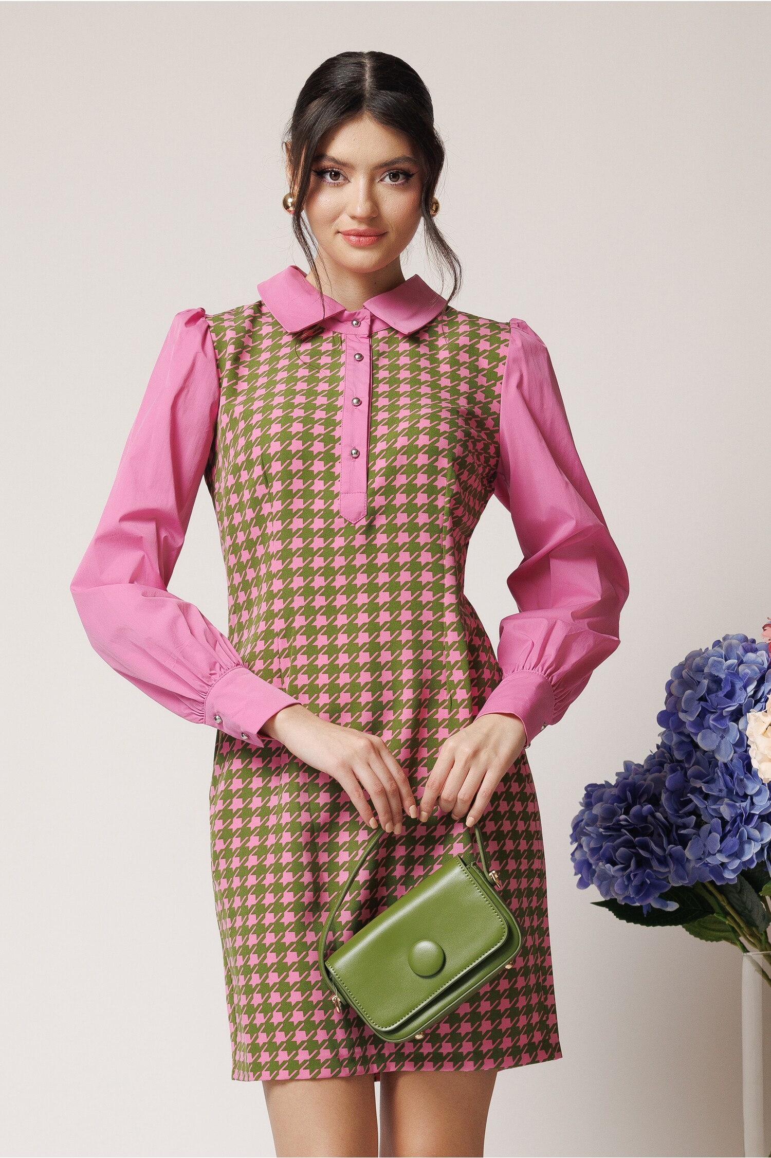 rochie-office-roz-cu-imprimeu-pepit-kaki-si-nasturi-la-bust-1330196-1100948-4